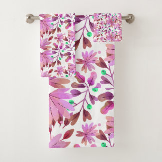 Conjunto De Toalhas Pink watercolour winter flowers background 