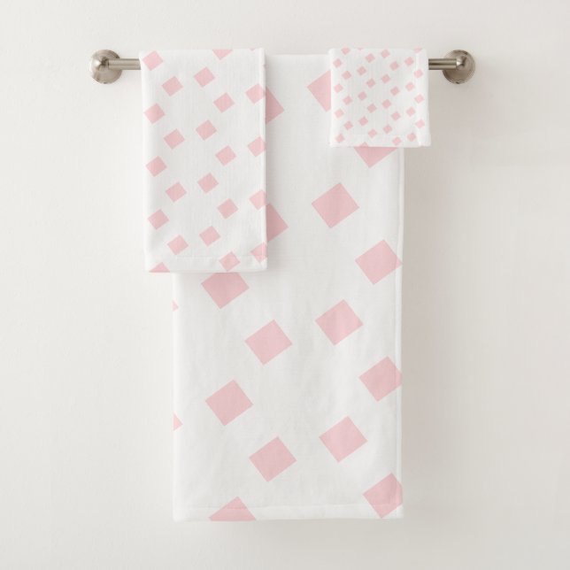 Conjunto De Toalhas Pink & White Square Bathroom Towel Sets (Insitu)