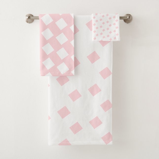 Conjunto De Toalhas Pink & White Square Bathroom Towel Sets (Insitu)