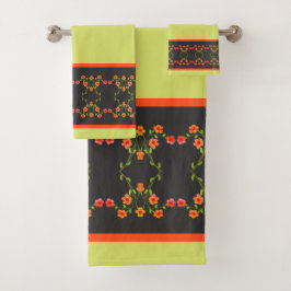 Conjunto De Toalhas Pinks de Cinzas escuras e alaranjados