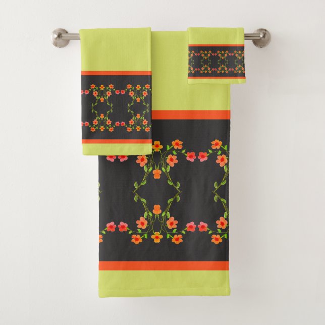 Conjunto De Toalhas Pinks de Cinzas escuras e alaranjados (Insitu)