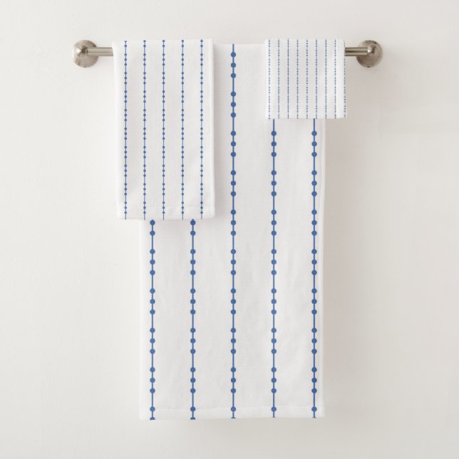 Conjunto de Toalhas Pinstripe Bath White e Blue Do (Insitu)