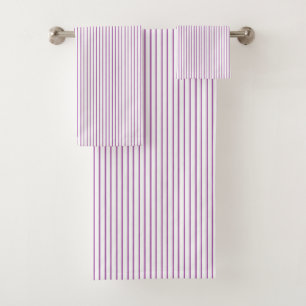 Conjunto De Toalhas Pinstripe púrpura e branca