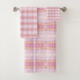 Conjunto de Toalhas Pintadas Rosa Mais Rosa