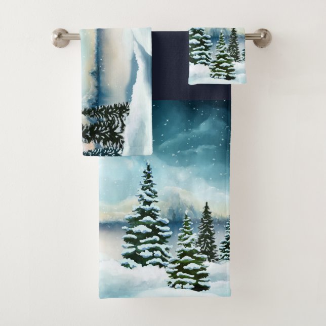 Conjunto De Toalhas Pintor Cênico Winter Wonderland Watercolor (Insitu)