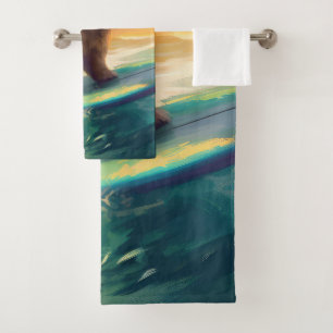 Conjunto De Toalhas Pintor de Navegação em Praia Chow