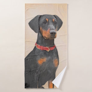 Conjunto De Toalhas Pintura Alemã Pinscher Pintura Original Arte Anima