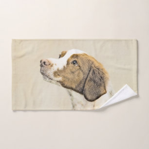 Conjunto De Toalhas Pintura Brittany - Arte Cachorro Original Bonita