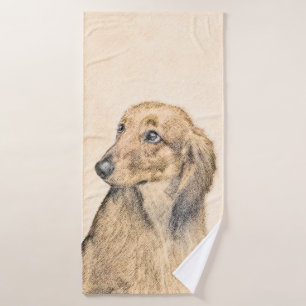 Conjunto De Toalhas Pintura de Dachshund (Longhaired) - Arte de Cão O