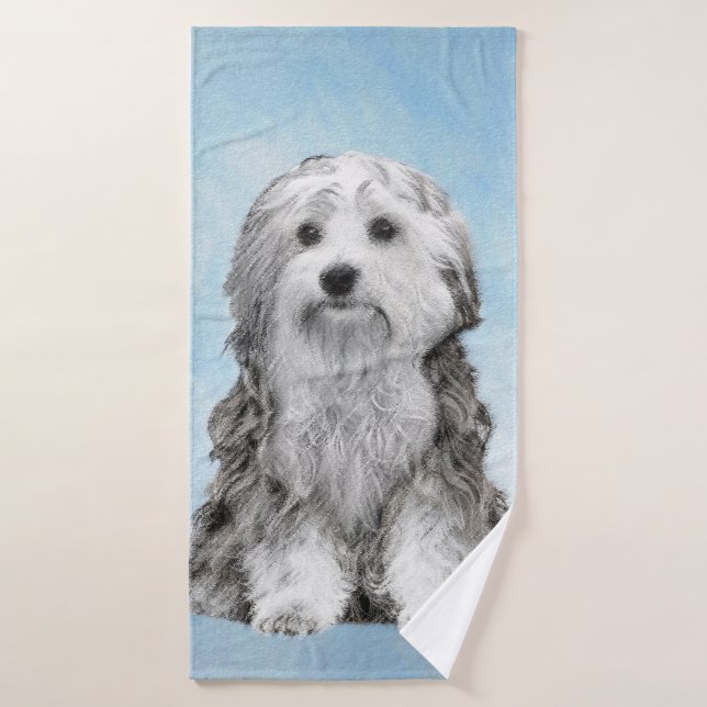 Conjunto De Toalhas Pintura De Lowchen - Arte De Cachorro Original Cus (Toalha de Banho)