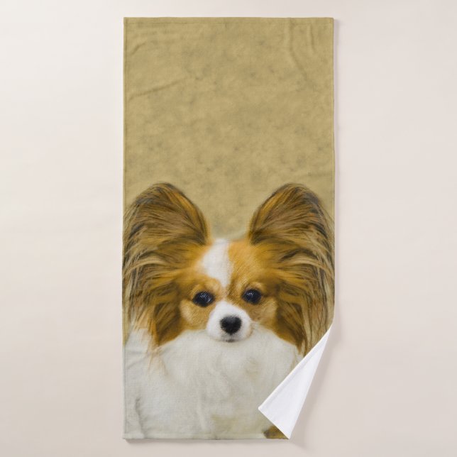 Conjunto De Toalhas Pintura de Papillon (Hound Tri) - Arte de Cão Orig (Toalha de Banho)