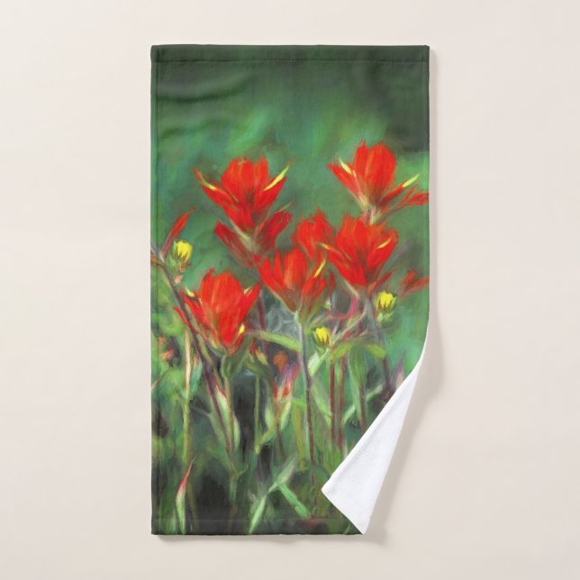 Conjunto De Toalhas Pintura de pincel índio - Arte Flor Original (Toalha de mão)