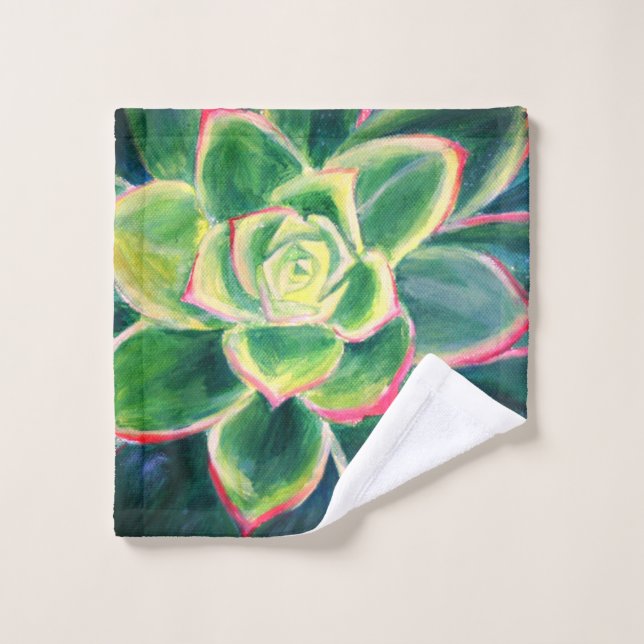 Conjunto De Toalhas Pintura de Planta de Cactos Suculentos (Pano de lavar)