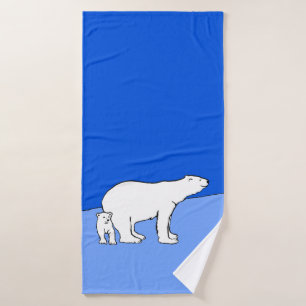 Conjunto De Toalhas Pintura de Polar Bear Mãe e Cubo - Arte da Vida S