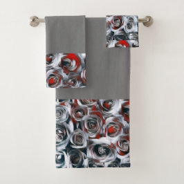 Conjunto De Toalhas Pintura de rosas vermelhas brancas, pretas, pratea