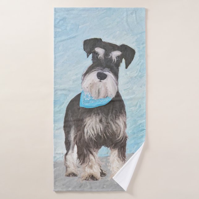 Conjunto De Toalhas Pintura de Schnauzer (Miniatura) - Cachorro Origin (Toalha de Banho)