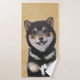 Conjunto De Toalhas Pintura de Shiba Inu (Preto e Adulto) - Arte Canin