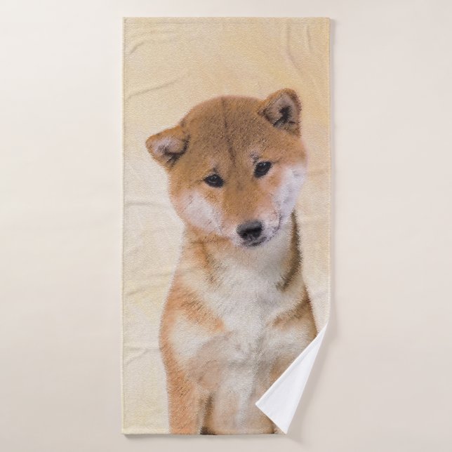 Conjunto De Toalhas Pintura de Shiba Inu (Vermelho) - Arte de Cachorro (Toalha de Banho)