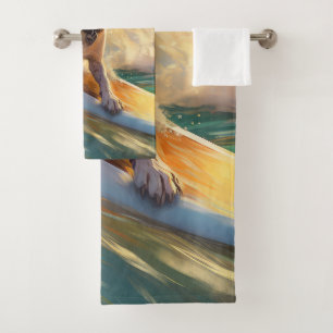 Conjunto De Toalhas Pintura de Surf da Praia Beagle