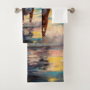 Conjunto De Toalhas Pintura de Surf da Praia Boxer