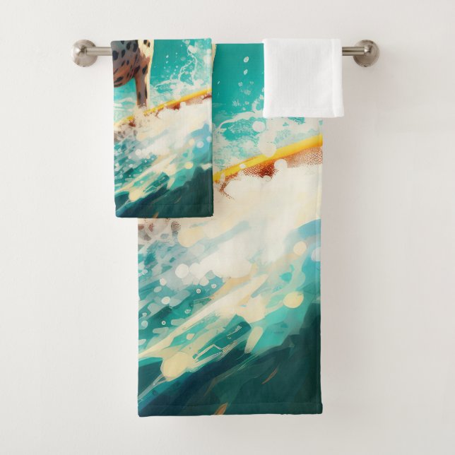 Conjunto De Toalhas Pintura de Surf da Praia Dalmata (Insitu)