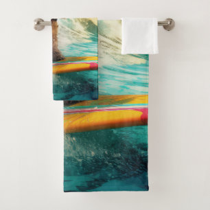Conjunto De Toalhas Pintura de surf em praia em Cockapoo