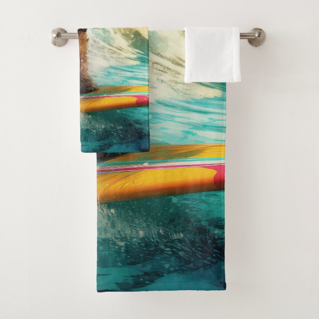 Conjunto De Toalhas Pintura de surf em praia em Cockapoo (Insitu)