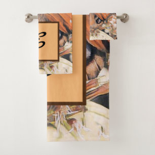 Conjunto De Toalhas Pintura de uma borboleta laranja no banho de flore