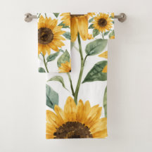 Pintura em Aquarela de Girassóis Florais Amarelos