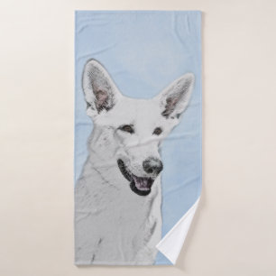 Conjunto De Toalhas Pintura em Pastor Branco - Arte de Cachorro Origin