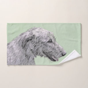 Conjunto De Toalhas Pintura em Wolfhound Irlandês - Arte em Cachorro O