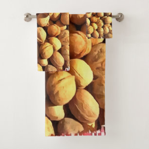 Conjunto De Toalhas Pintura Hiperrealista das Nozes Frescas