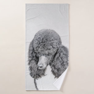 Conjunto De Toalhas Pintura Negra De Poodle Padrão - Arte Cão