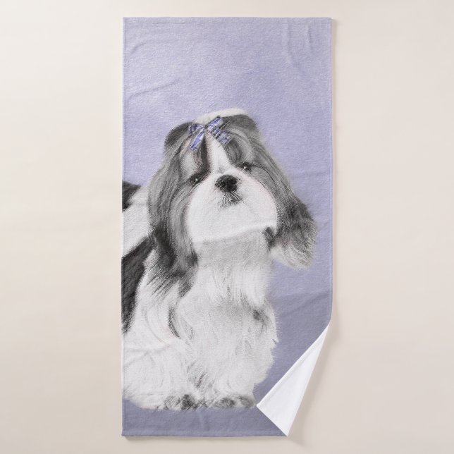 Conjunto De Toalhas Pintura Shih Tzu - Arte Cachorosa Original (Toalha de Banho)