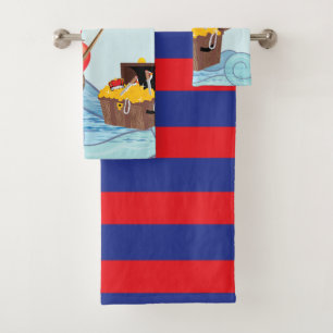 Conjunto De Toalhas Pirate Boat strips fofo