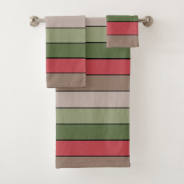 Conjunto De Toalhas Pistachio Nut Shell Green Red Stripes