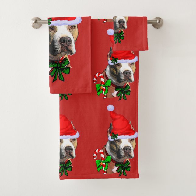 Conjunto De Toalhas Pit Bull Terrier Natal Americano (Insitu)