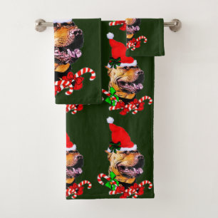 Conjunto De Toalhas Pit Bull Terrier Natal Americano