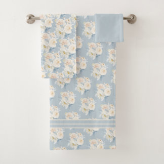 Conjunto De Toalhas PixDezines H2 Dusty Blue Roses