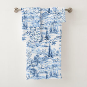 Conjunto De Toalhas PixDezines Paisagem Chinoiserie, Azul