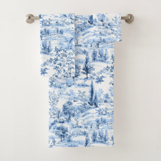 Conjunto De Toalhas PixDezines Paisagem Chinoiserie, Azul