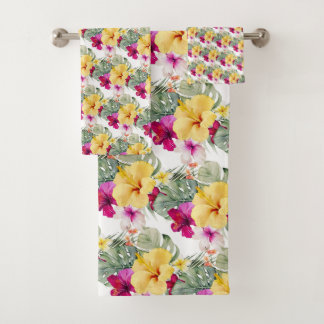 Conjunto De Toalhas PixDezines Paraíso Tropical Folhagem Floral