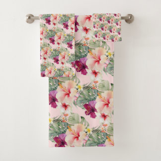 Conjunto De Toalhas PixDezines Paraíso Tropical Folhagem Floral