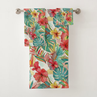 Conjunto De Toalhas PixDezines Retro Hyper H2 Hawaii Floral Foliage