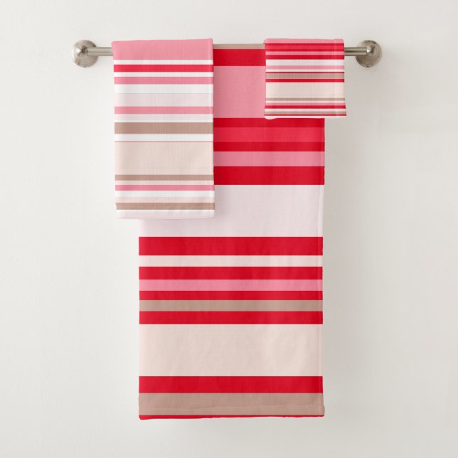 Conjunto De Toalhas PixDezines Strawberry+Cream Stripes ajustáveis (Insitu)