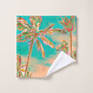 Conjunto De Toalhas PixDezines Vintage Hawaiian Beach/Pink/Teal