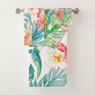 Conjunto De Toalhas PixDezines Vintage Pastel H2 Havaí Folhagem Floral