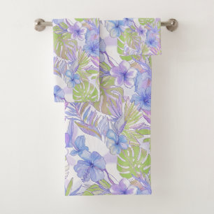 Conjunto De Toalhas PixDezines Vintage Pastel H2 Havaí Folhagem Floral