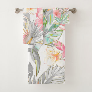 Conjunto De Toalhas PixDezines Vintage Pastel H2 Havaí Folhagem Floral