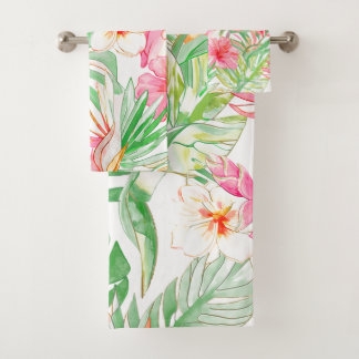 Conjunto De Toalhas PixDezines Vintage Pastel H2 Havaí Folhagem Floral